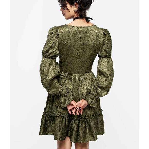 Disturbia Arda Virago Sleeve Mini Dress Olive Green Womens US 6 - Picture 2 of 13